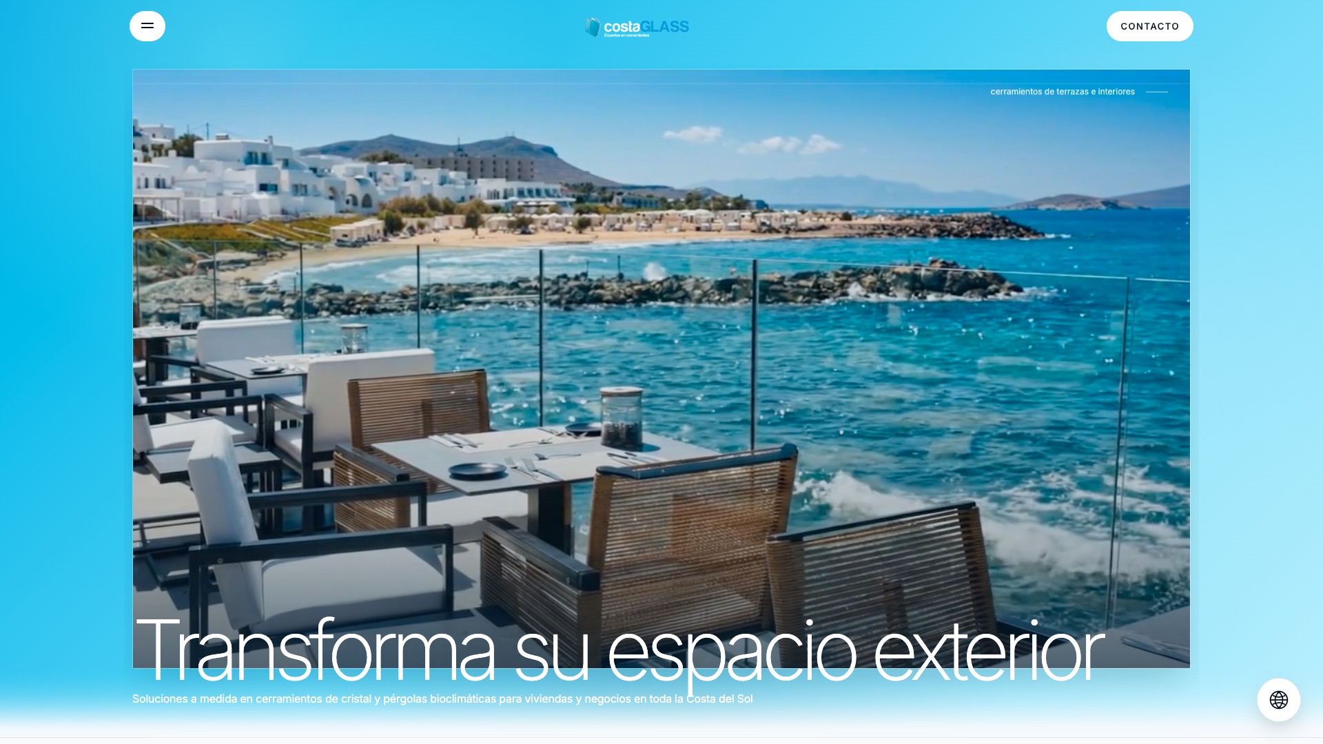 CostaGlass hero — terrace glass enclosures overlooking the Costa del Sol
