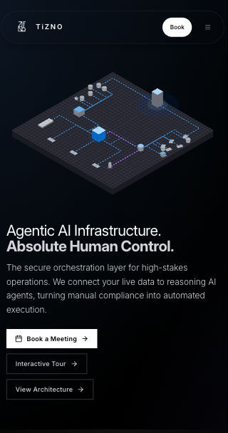 Tizno — agentic AI infrastructure hero